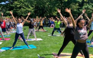 large group Yoga in the park